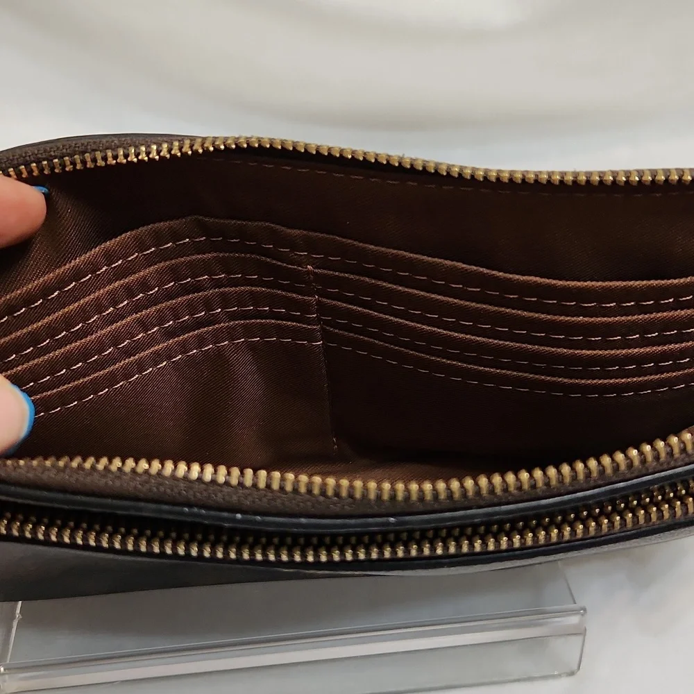 Coach Signature Double Zip Wallet Wristlet - Picture 4 of 14